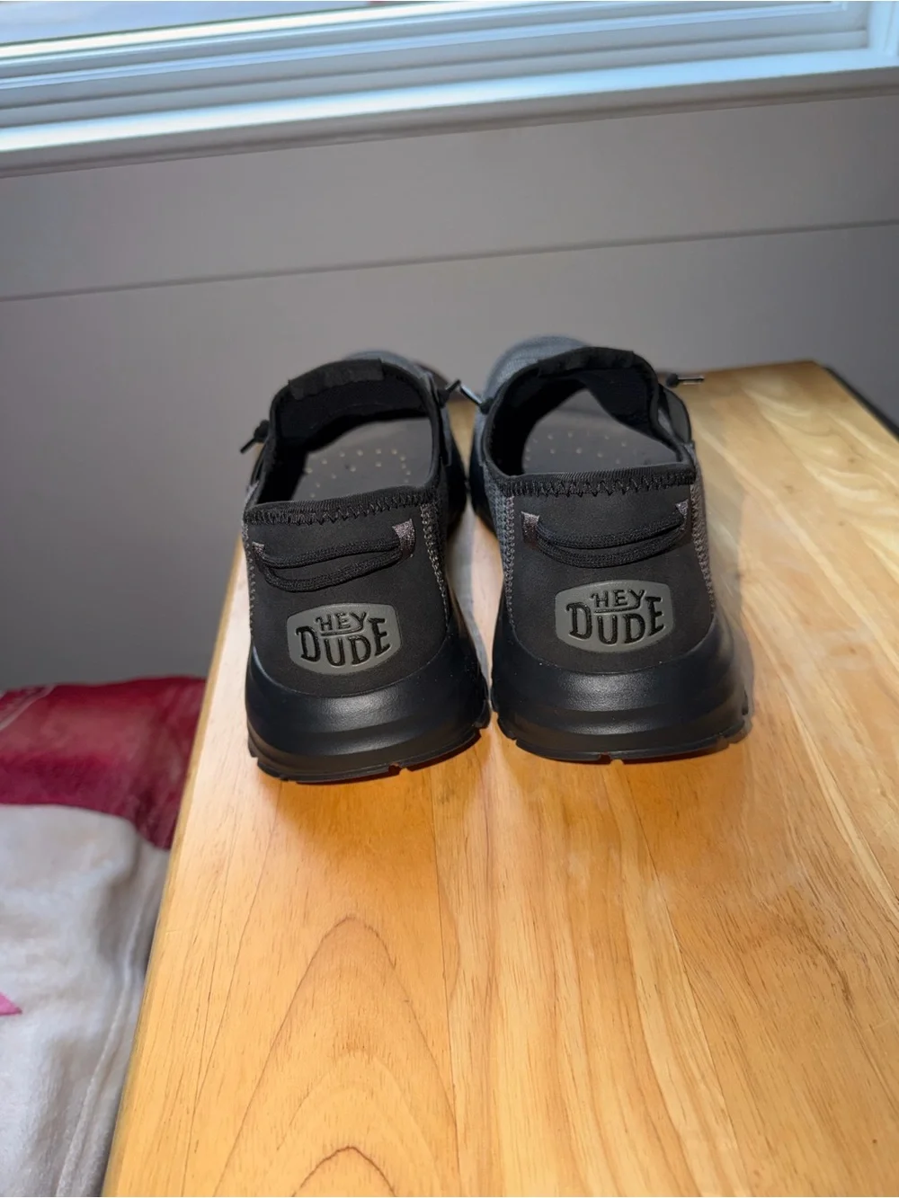 Hey Dude Men's Slip-On Knit Sneakers in Black and Gray